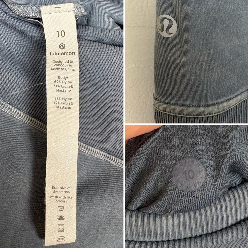 Lululemon Wunder Under Crop Ribbed Leggings‎ Size 10 Washed Blue Moon 23